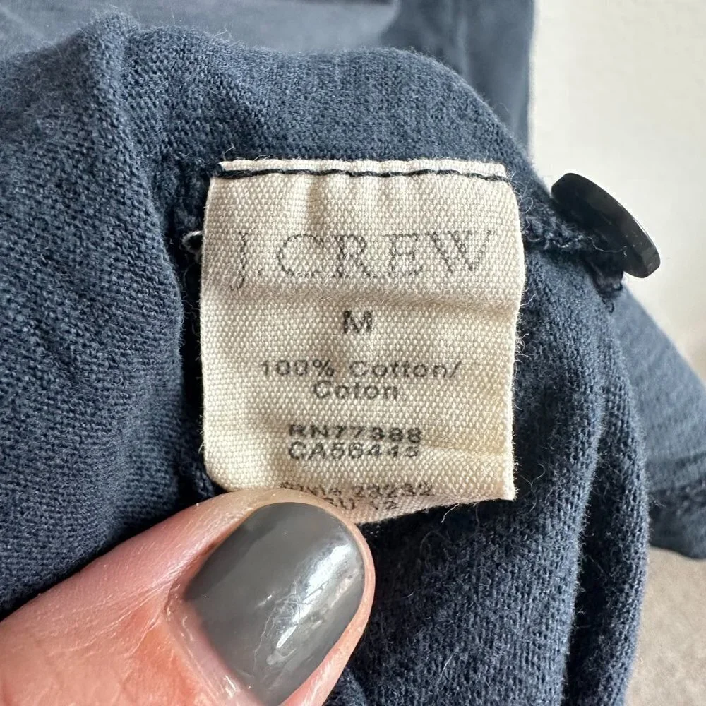 J.Crew Faded Navy Blue 100% Cotton Short Sleeve Polo Shirt Top